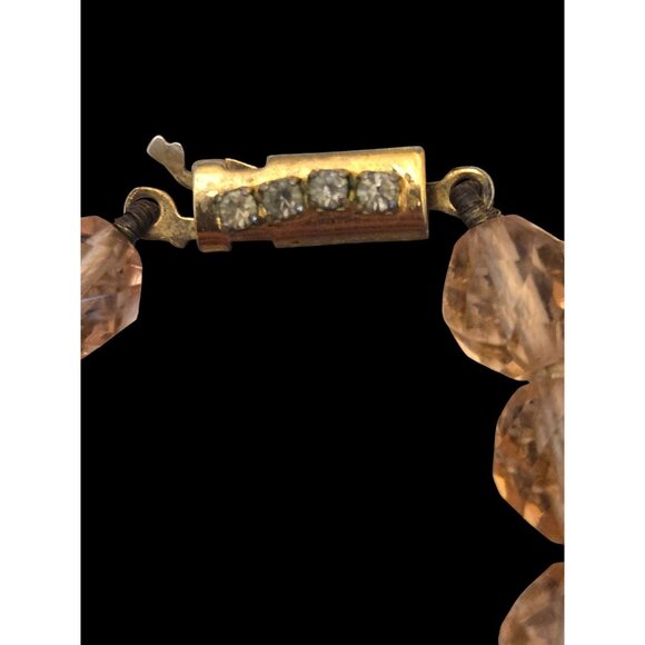 Vintage Czech Faceted Glass Bead Necklace Rhinestone Box Clasp 1940s -50s - Picture 2 of 6